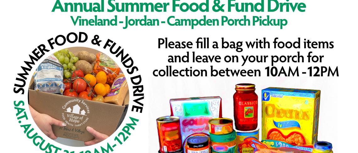 Village of Hope Niagara - August 31 - 10AM-Noon - Food and Funds Drive in Vineland-Jordan-Campden