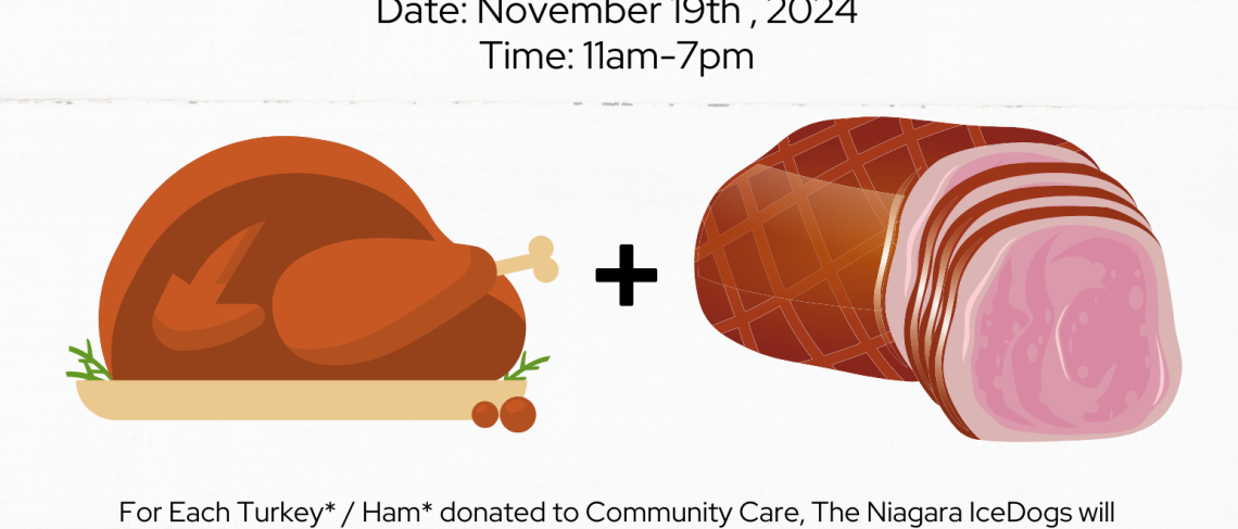 NIAGARA ICEDOGS TEAM UP WITH MARK'S NOFRILLS AND COMMUNITY CARE FOR 2024 HAM AND TURKEY FOR TICKETS DRIVE