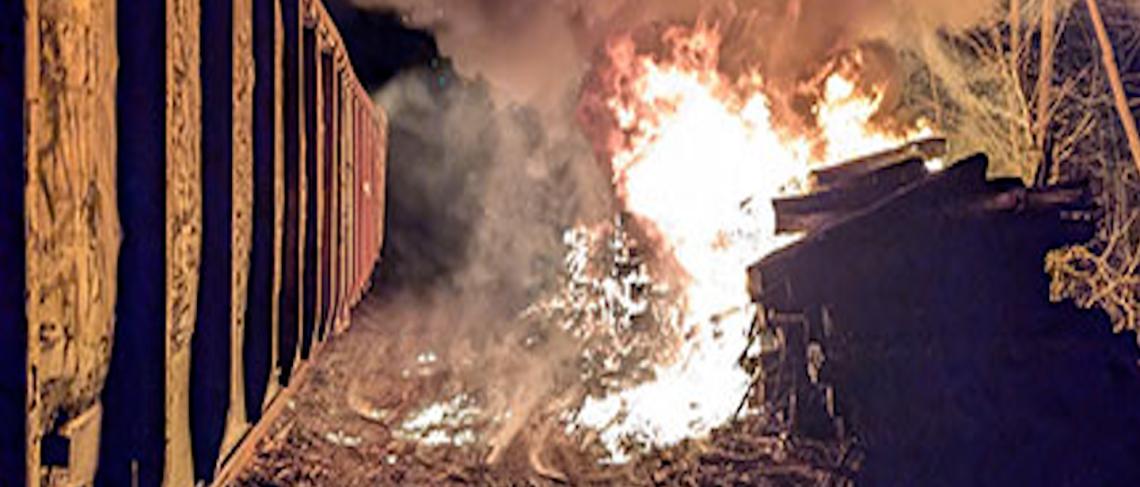 Railway tire fire