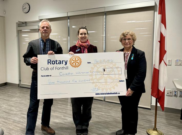 Rotary Club of Fonthill donates funds to Ukrainian Canadian Congress – Niagara Chapter