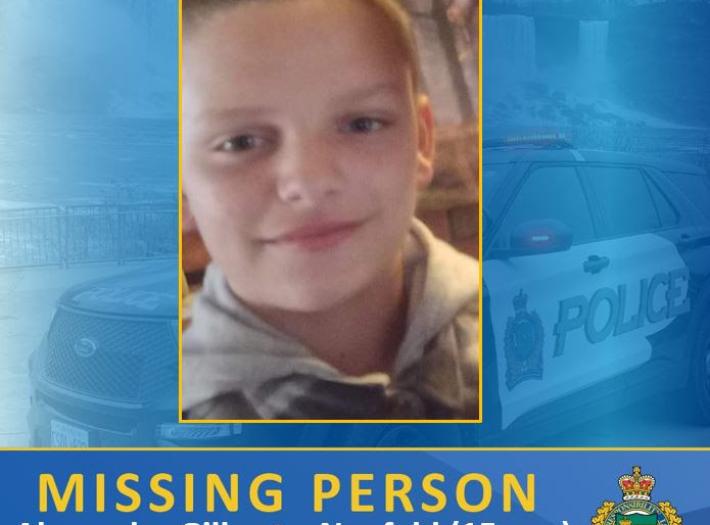 MISSING PERSON – NRPS in Niagara Falls are Searching for a 15-Year-Old Boy