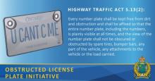 NRPS 1 District Officers Launch Campaign to Address Obstruct Licence Plates – Update 1